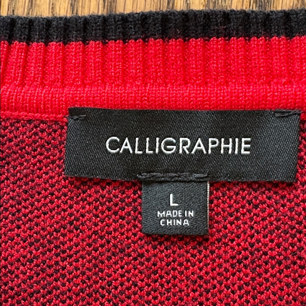 Calligraphie sz L red crewneck sweater with black Scottie dogs NWT - Picture 6 of 10